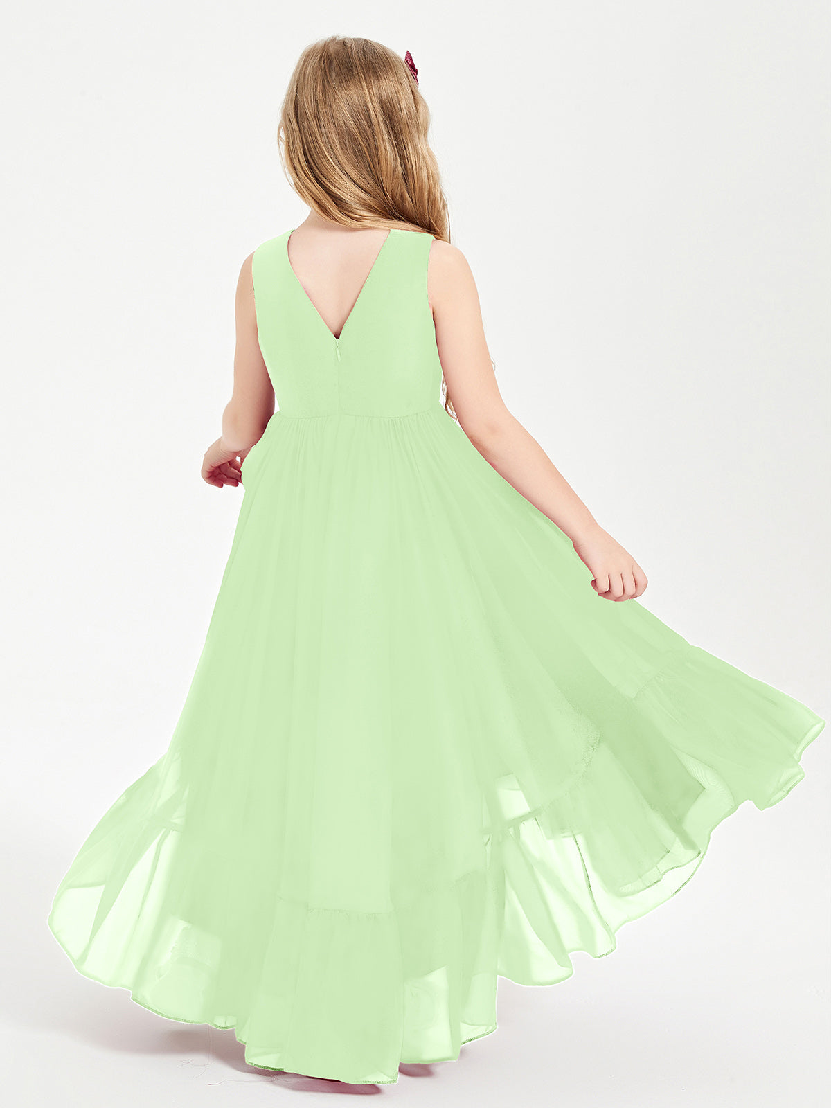 Cascading Skirt Boho Dresses for Junior Bridesmaids Sage